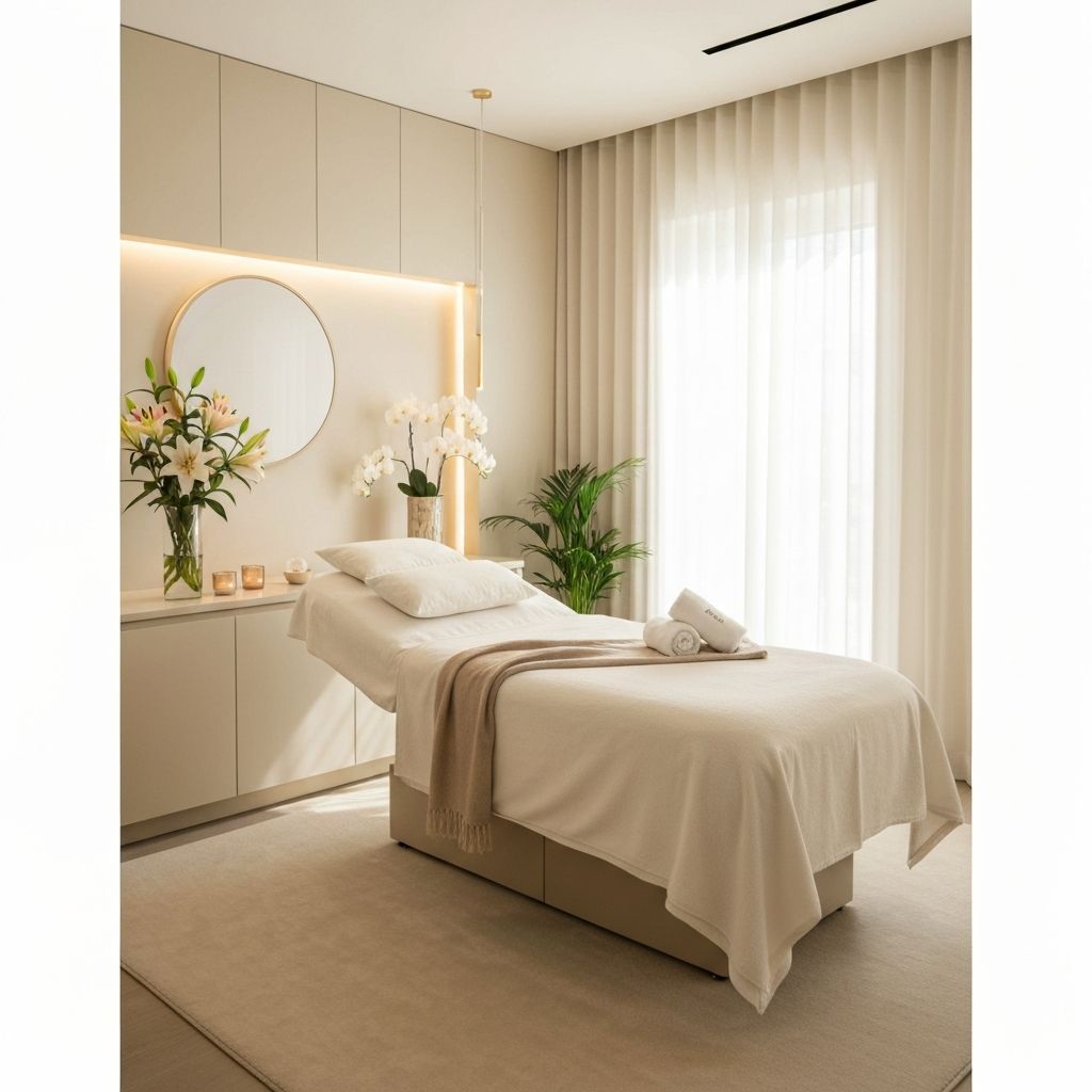 Treatment room inside a Glameria spa.